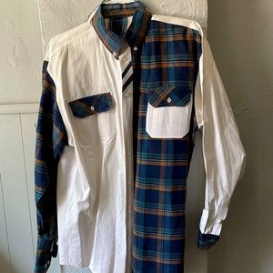 Button down-Hand Tailored-Vintage-Large-Lightly stained